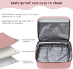Pump Bag, Breast Pump Carrying Bags with Ice Pack & Waterproof Mat, Breast Pump Bag Compatible with Spectra S1 S2, Pumping Bags Milk Bottle Cooler for Work Travel Camping, Pink