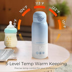 Portable Bottle Warmer for Travel, Dual Heating Modes for Breastmilk & Water, Portable Bottle Milk Warmer with Fast Heating & Long Battery Life, 12 Ounces Large Capacity (Blue)