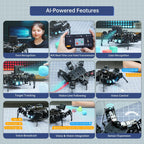 18DOF Hexapod Robot for Arduino Programming, Spider Walking Crawling Self-Balancing AI Vision Voice Control Obstacle Avoidance, STEM Education Open Source Robot with Tutorials, miniHexa Standard Kit