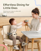 HOMEAL Toddler Booster Seat for Dining Table, Adjustable Kids Breathable Booster Seat for Kitchen, Beige