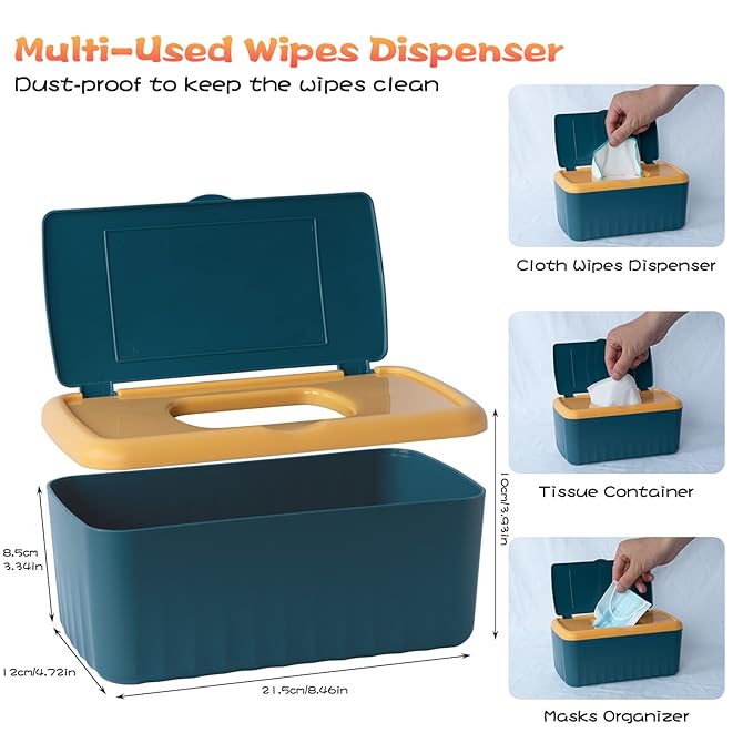 54 Packs Flannel Reusable Baby Wipes with Blue Wipes Dispenser, Reusable & Natural Skin-Friendly Cloth Baby Wipes, Body Face Hand Washcloth Essential for Cloth Diapers