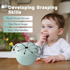 Snack Cups for Toddlers Spill Proof,Baby Snack Containers,Collapsible Food Grade Silicone Snack Cup,Dishwasher Safe and BPA Free,Set Of 2,13 Oz,Blue