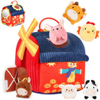 Baby Toys 6-12 Months - Soft Barn Toy with Stuffed Farm Animals, Rattle, Crinkle Paper, Squeaker, Mirror - Sensory Toys for 6+ Month Developmental, Montessori Toys for 1 Year Old Boy Girl Gift