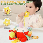 Red Crab Baby Toy - Clip-On Hanging Sensory Toy for Car Seat, Stroller, Gym with Squeaker, Crinkle, Rattle, Mirror & Teether | Soft Plush 0-12 Months Infant Developmental Toy for Tummy Time (Red)