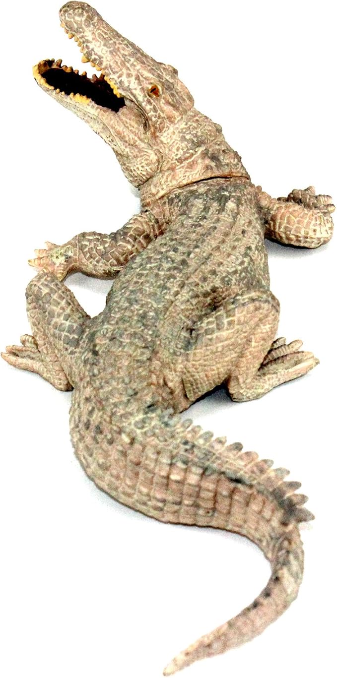 FUNSHOWCASE African Jungle Animals Gray Nile Crocodile Toy Figure Realistic Plastic Figurine Height 2.4-inch