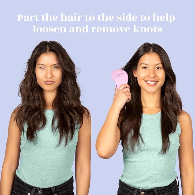 Crave Naturals Biggie Glide Thru Hair Brush - Detangler Brush for Curly, Straight, Wet or Dry Hair - Gentle Detangling Brushes for Adults, Kids, Toddlers - Hair Accessories for Women, 8.4"x3.4" - Pink