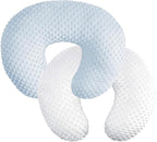 iEvolve Minky Nursing Pillow Cover Breast Feeding Pillow Cover Slipcover U Shape for Baby Boy Girl,Cover Only(Babyblue&White, Pack of 2)