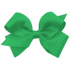 Wee Ones Girls' Plain Wrap Classic Grosgrain Hair Bows on a WeeStay No-Slip Hair Clip, Handmade, Small, Green