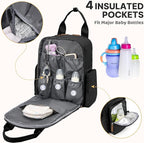 Diaper Bag Backpack - Large Diaper Bag with Portable Changing Pad as Baby Shower Gifts, Lightweight Waterproof Unisex Travel Baby Bag with 4 Insulated Pockets and Stroller Buckles, Black