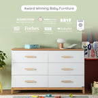 dadada LaLa 6 Drawer Dresser for Nursery - Modern Design, Deep Drawers, Baby-Safe Finish, Anti-Tip Safety, Durable Construction, Extra Wide 55” Dresser. (Big 6-Drawer)