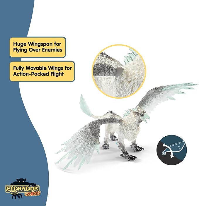 Schleich Eldrador Creatures - 13" Ice Griffin Toy - Movable Wing Dragon Action Figure for Boys and Girls - Mythical Creature Figures - Fantasy Beast Figurine - Fun Monster Toys for Kids Ages 7+