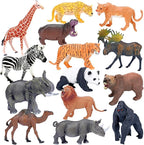 BOLZRA Safari Animals Figures Toys, Realistic Jumbo Wild Zoo Animal Figurines Plastic African Jungle Animals Playset for Kids Toddlers, 14 Piece Gift Set