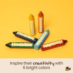 Honeysticks Super Jumbo Crayons (6 Pack) - 100% Pure Beeswax, Non Toxic Crayons for Toddlers 1-3, Extra Large Crayon Size, Easy to Hold and Use, Unbreakable Toddler Crayons, Eco-Friendly