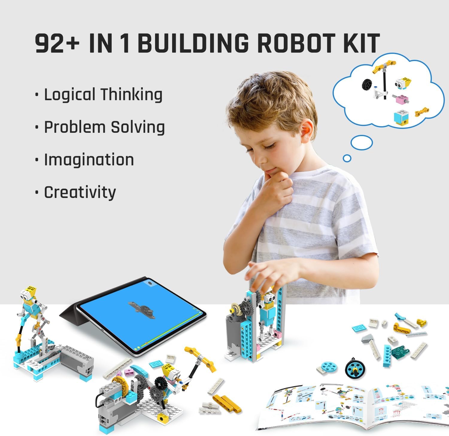 Smart Robot,72-in-1 STEM Educational Toy, Electronic Building Robots Toy, Robotics Learning Kit, Logical Training Kit, DIY Robot Building Set for Kids Ages 6+