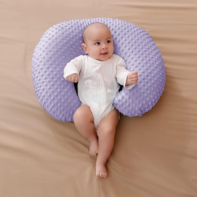 Nursing Pillow and Positioner with Cover for Breastfeeding and Bottle Feeding, Propping Baby, Tummy Time, Baby Sitting Support, Awake-Time Support (Orchid, 22" x 17.7" x 5.9")