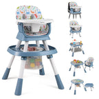 BABY JOY 16 in 1 High Chair, Convertible Baby Highchair for Babies and Toddlers with Activity Center, Booster Seat, Building Block Table, Toddler Chair with Safety Harness, Removable Tray (Blue)