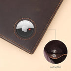 Polare Luxury RFID Blocking Leather Passport Holder Travel Wallet For Men and Women (Dark Brown with AirTag Slot)
