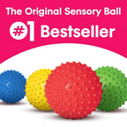 Edushape The Original Sensory Ball for Baby - 7" Deflated with Pump Red Color Baby Ball That Helps Enhance Gross Motor Skills for Kids Aged 6 Months & Up - Colorful Unique Toddler Ball