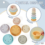 Bath Toys, 21PCS | Montessori Toys for Babies with Shapes for Sorting Play & Stacking Cups | Bath Boats & Spoon with Storage Container | Educational & Mold Free Bathtub Water Toys for Toddler Gifts