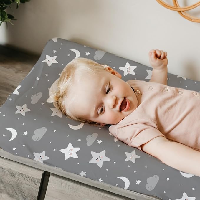 BROLEX Changing Pad Covers for Baby: Boy Girls Ultra Stretchy Soft 2 Pack Rainbow&Stars