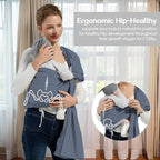 Baby Wrap Ring Sling 7-35 lbs, Baby Sling Carrier for Newborn, Toddler, Infant Holder, Lightweight Baby Carrier Wraps, Blue