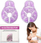 Breast Therapy Ice Packs, Hot and Cold Breast Pads, Breastfeeding Essentials Large Gel Bead Packs for Moms, 2 Pack (Purple, L)