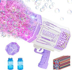 Bubble Gun, Bazooka Bubble Machine Gun, Bubble Blaster Gun with Bubble Solution, 69 Holes Bubble Bazooka Gun Outdoor Summer Toy Party Favors for Kids Purple Bubble Maker Blowers