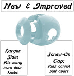 New & Improved - Door knob Baby Safety Cover - 5 Pack - Deter Little Kids from Opening Doors with A Child Proof Door Handle Lock (Blue)