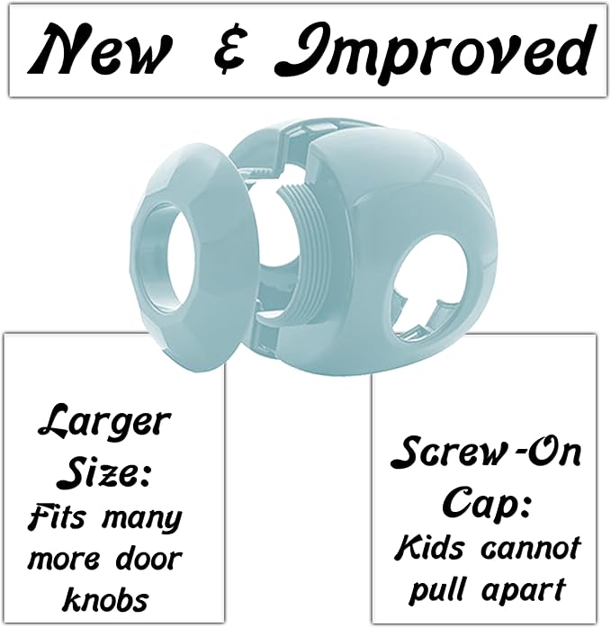New & Improved - Door knob Baby Safety Cover - 5 Pack - Deter Little Kids from Opening Doors with A Child Proof Door Handle Lock (Blue)