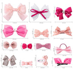 18pcs Pink Hair Bows for Baby Girls,Toddler Girls and Teen Girls.Alligator Hair Clips,Hair Barrettes,Hair Ties,Snap Clip Hairpins.Handmade Hair Accessories Gift Set