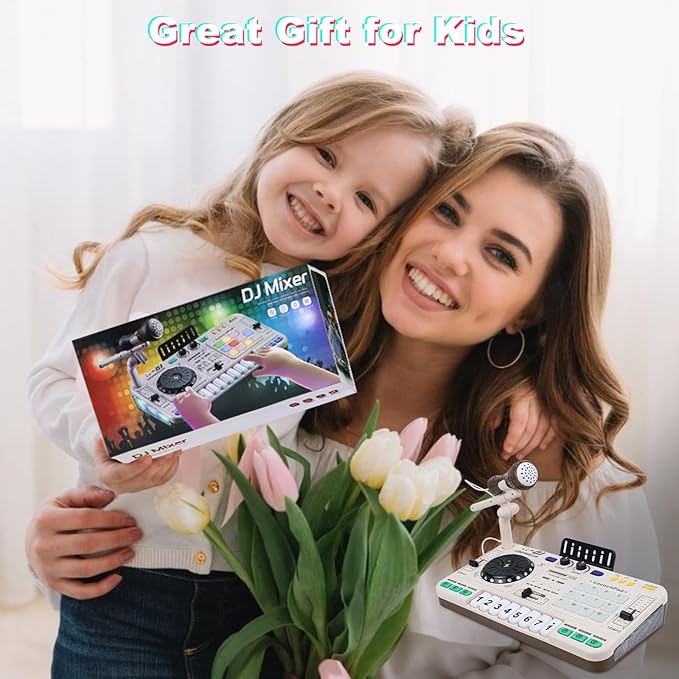 Magic4U Kids DJ Mixer, Toddler Rechargeable DJ Set with Lights, Sound Effect, Demo Songs and Reaction Music Games, Musical Toys Birthday Party Gift for 3-9 Years Old Girls Boys