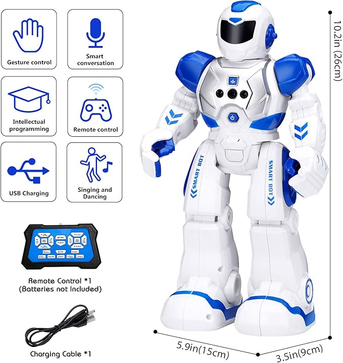 KingsDragon Robots Toy for Kids, RC Gesture Sensing Toy, Interactive Walking Singing Dancing Robot Birthday Presents for Boys Girls Age 6 7 8 9 Years Old