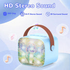 Mini Karaoke Machine for Kids Teen Adults - Toddler Toys Birthday Gift for Girls Boys Ages 3-12, Portable Bluetooth Speaker Set with 2 Wireless Microphones fits Family Fun Indoor Party Outdoor, Blue