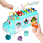Baby Xylophone for Toddlers 1-3, Bus Shaped Toy Xylophone for Kids with Child Safe Mallet, Shape Sorting Educational Musical Toys and Instruments for Toddlers 1-3