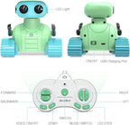 ALLCELE Robot Toys, Rechargeable RC Robots for Kids Boys, Remote Control Toy with Music and LED Eyes, Ideal Gift for Children-Green Blue