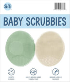 S&T INC. Exfoliating and Massaging Cradle Cap Bath Brushes for Baby, Silicone - 2 Inch x 2.5 Inch, Sage Green & Cream, 2 Pack