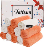 Baby Washcloths 12 Pack, 10x10 inch Small Wash Cloths for Face and Body, Super Soft & Gentle Orange Face Towels on Sensitive Skin, Baby Registry Bath Shower Gifts for Newborn Kid Toddler Children