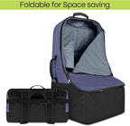 Padded Car Seat Travel Bag for Airplane, Heavy Duty Backpack for Air Travel, Water-Resistant Carrier with Shoulder Strap, Fits Most Car Seats (Blue+Black)