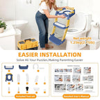 Potty Training Seat, Upgrade Toddler Toilet Seat for Kids Boys Girls, 3 in 1 Potty Training Toilet with Step Stool Ladder-Non Slip Foldable (Blue+Yellow)