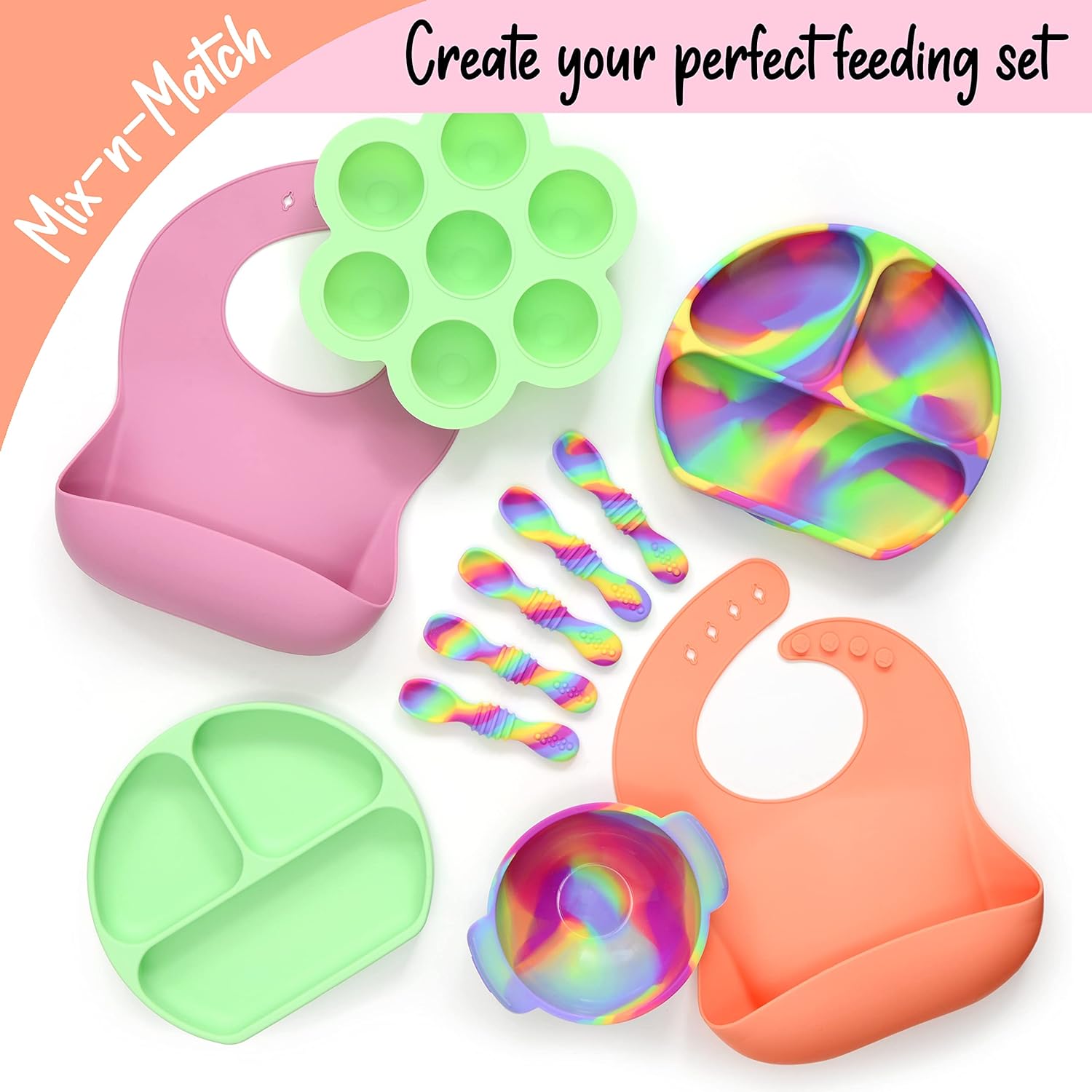 PrimaStella Silicone Chew Spoon Set for Babies and Toddlers - Safety Tested - BPA Free - Microwave, Dishwasher and Freezer Safe