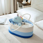 luxury little Diaper Caddy Organizer, Large Cotton Rope Nursery Basket, Changing Table Organizer for Baby Diaper Storage, Portable Car Organizer with Removable Divider, Baby Shower Gifts - Blue