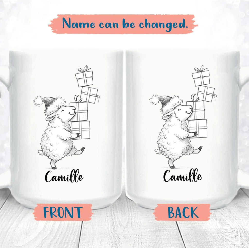 Personalized Name Sheep Lover Coffee Mug, Funny Sheep White Cup Gift For Men Women Dad Mom Daughter Son, Custom Sheeps Accent Ceramic Teacup 11 15 Oz, Sheeps Travel Mug Gift for Birthday Christmas