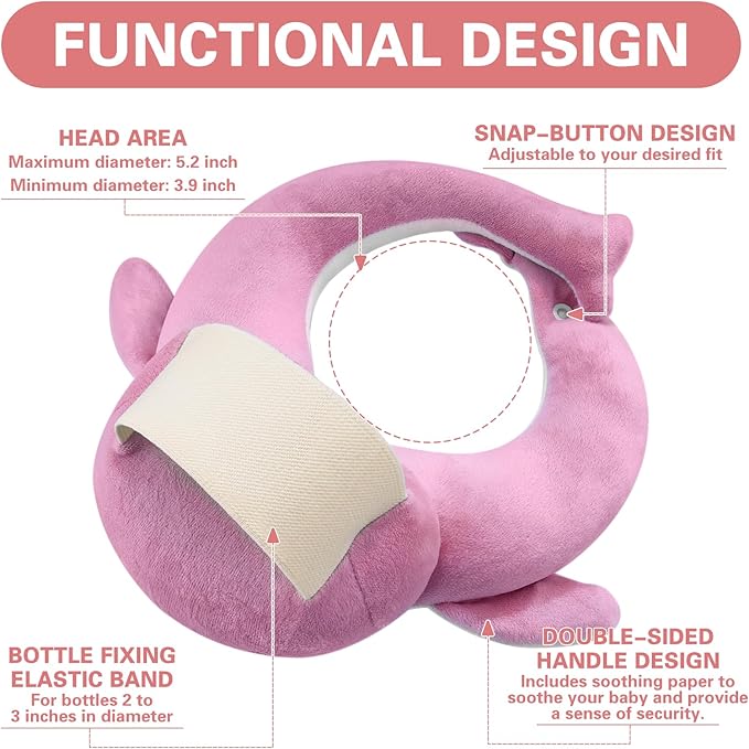 kornsurte Bottle Holder Pillow, Nursing Support Cushion for Bottle Feeding & Breastfeeding, Resolve Arm Soreness and Fatigue (Pink)