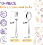 HaWare Toddler Utensils, 10-Piece Stainless Steel Toddler Silverware Sets Includes Spoons and Forks, Food-grade Children and Kids Eating Utensils for Self Feeding, Safety & Non-Toxic, Dishwasher Safe