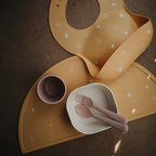 mushie Silicone Baby Bib | Adjustable Fit Waterproof Bibs (Sun Orange)