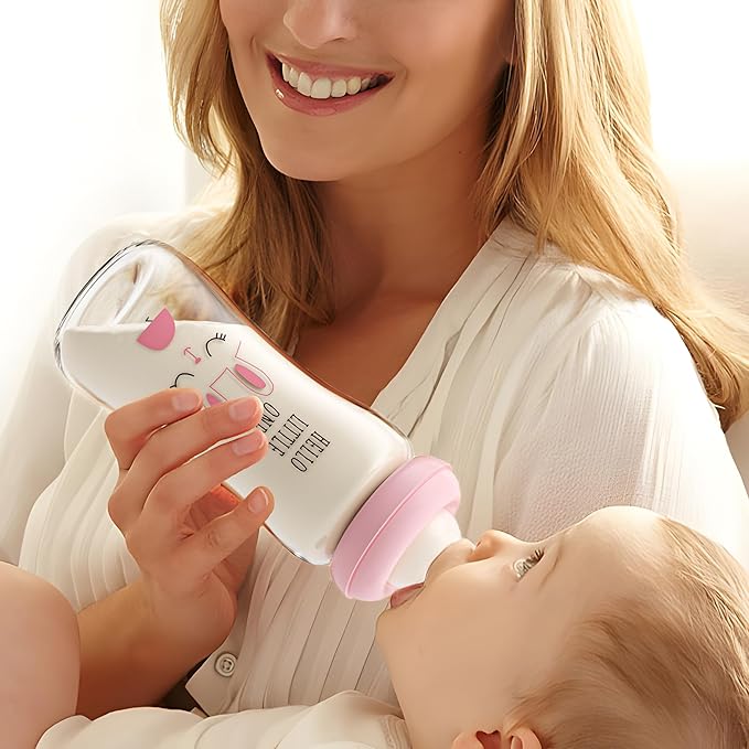 YOHKOH Natural Glass Baby Bottle with Natural Response Nipple, Newborn Anti-Colic Baby Bottles, Wide Neck Mushroom Cap Baby Bottle, Clear (8.8ounce (Pack of 4), Multicolour1)