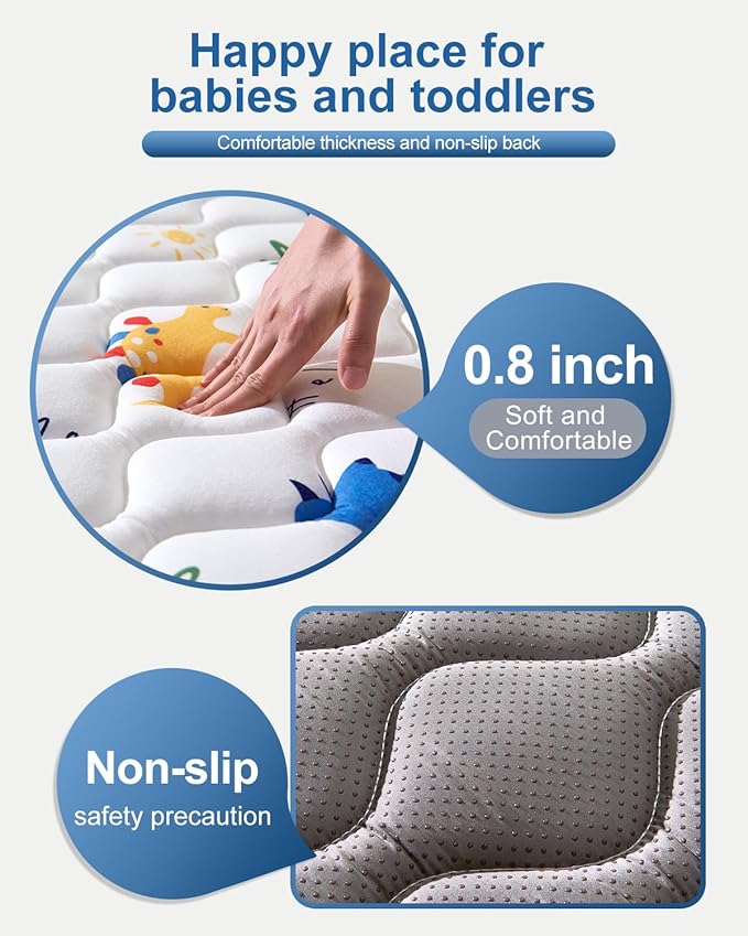 Premium Foam Baby Play Mat 74" X 50", Thick One-Piece Crawling Plyapen Mat, Odorless Baby Mat For Floor, Non-Slip Cushioned Playmat for Infants,Babies,Toddlers (Machine Washable for Easy Care)