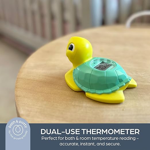 Dreambaby Baby Bath & Room Thermometer - Floating Turtle Toy for Water Temperature Monitoring - Turtle Temperature Monitoring for Newborns, Infants, and Toddlers with Fahrenheit Display