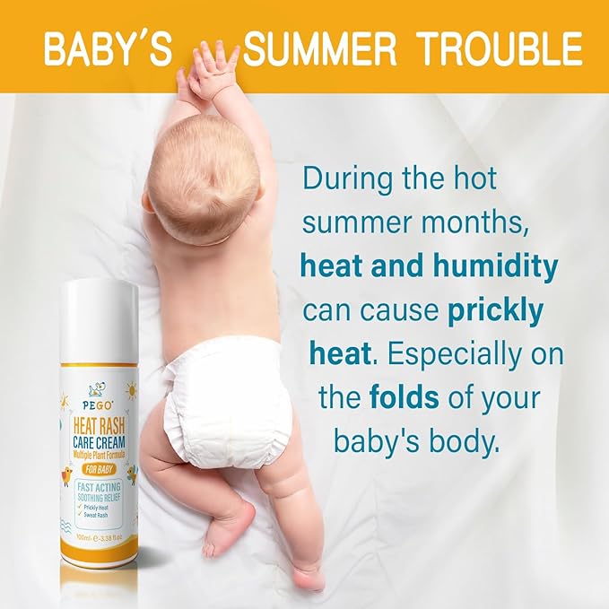 Heat Rash Care Cream for Babies | Prevents Prickly Heat, Sweat Rashes, Eczema & Skin Inflammation | Alleviating Discomfort for Babies Skin | 100ml/3.38oz (100ml/1Pack)
