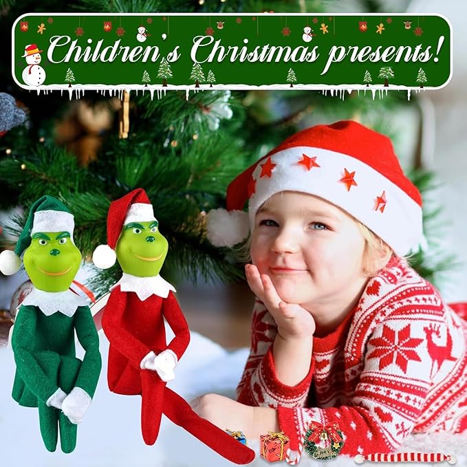 12.6'' Red Christmas Monster Plush Toy, Christmas Stuffed Figures Doll for Kids and Christmas Tree Home Decorations(Red)